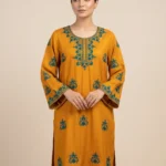 Mustard Gold Teal Embroidered Marina Kurti