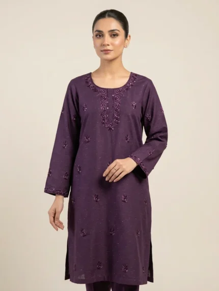 Luxurious Teal Emerald Cross Hatch Tunic with Exquisite Pakistani Embroidery