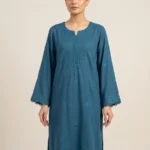 A simple, solid Marina suit set with delicate Will embroidery details on the neckline or sleeves.