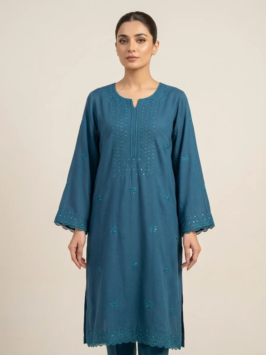 ReemVouge Artical (9) A simple, solid Marina suit set with delicate Will embroidery details on the neckline or sleeves. - Image 1